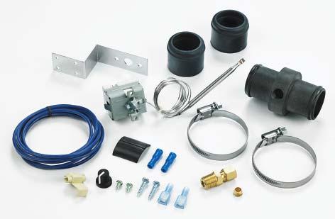 Temperature Sensor Adaptor Kit Part #0409 No need to squeeze the probe of the Mechanical Thermatic Switch between the radiator inlet and radiator hose, or the radiator fins.