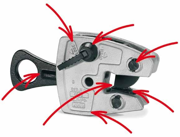 Optimized clamping forces in every position Heavy duty housing, drop forged, absolutely twist free Pivoting jaw