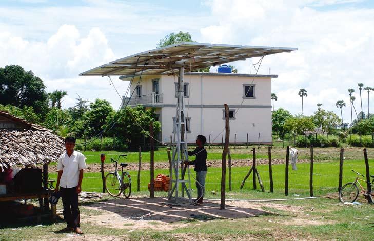 Photovoltaics Battery charging in Cambodia This Cambodian solar tracking system is operated manually.