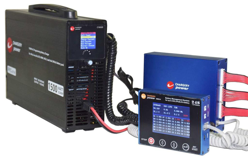 Total solution on E-Vehicle application If use Chargery charger, the charge relay can be ignored, BMS24T can communicate with charger, when any cell over charged, BMS will send signal to charger, the