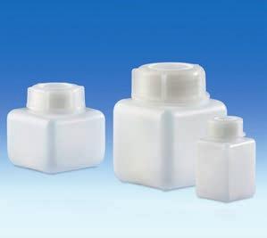 00 Square Bottles, HDPE, with screw caps, PP Space-saving smaller footprint with squareshaped bottle.