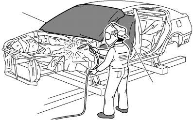 (3) If it is necessary to use a flame in the area of the fuel tank, first remove the tank and plug the fuel line.