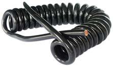 Electrical coil w/ 42 turns - black polyurethane 6 x 1 mm². + 1 x 2 mm². Working L. 3.5 mtr. ISO 4141. 191495 7 - core.