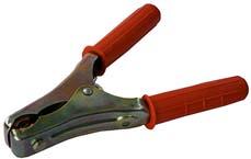 Moulded brass clips for 25 mm 2. cable. 320 Amp. 192388 Std pkg 5 Red handle.