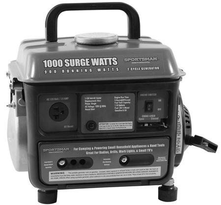 GEN1000 1000 Surge Watts / 900 Running Watts 2-CYCLE PORTABLE GENERATOR INSTRUCTION MANUAL READ ALL INSTRUCTIONS AND WARNINGS BEFORE USING THIS PRODUCT.