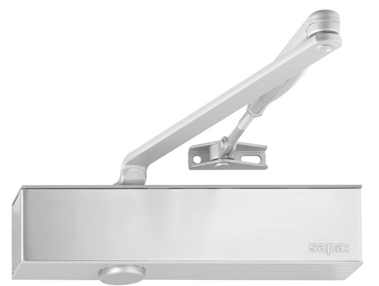 280g. Max. door opening angle: 180. Suitable for fire- and smoke control doors. Standard mounting on hinge side and head mounting on hinge-opposite side.