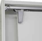 When the sliding door is closing, the roller lever of the damper enters the hook shortly before the door is completely closed and thus provides for the controled closing of the last part of the