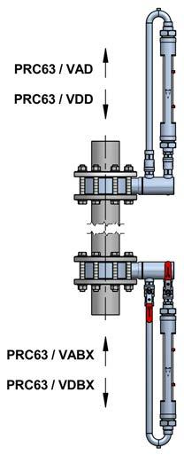 Orifice plate flowmeters Series PR Mounting Model Pipe Flow direction By-pass HED ED Above HDD DES Horizontal HEBX ED Below HDBX DES VDD DAB