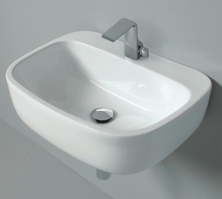 MN54L Mono 54 Countertop - wall hung basin 54 cm Line taps basin: One - Noke - Fold - SI Chrome siphon (SIFL/CR) - Telescopic chrome siphon (SIFL066) Stop & Go drain (PLSG) Ceramic Stop & Go drain