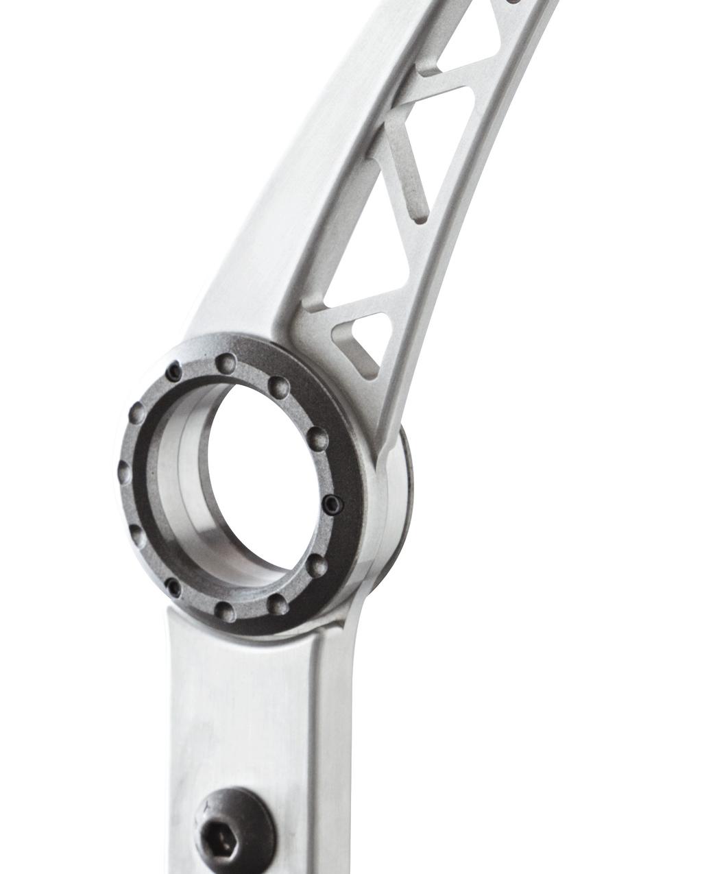 truss-style shifter arms machined from billet aluminum grey powder-coated finish available in 8 and 10
