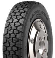 DRIVE G633 RSD TRACTION-BLOCK TREAD PATTERN FOR THE REGIONAL DRIVE POSITION. Traction-block design offers high drive wheel efficiency. Blading pattern enhances traction in mud, snow and rain.