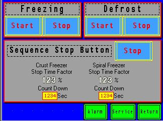 Figure 3. The Main Operation Screen Continue This page will allow the user to turn on the freezing or defrost valves.