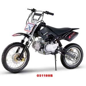 Model: GS110MB Engine: 110cc, air-cooled, 4stroke, single cylinder Brake: F/R hydraulic disk brake Suspension: Front hydraulic absorber and rear suspension Manual clutch Kick start Item No: GS110MB