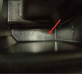 Figure 3: Fraudulent Material Marking on Non-CAPA Certified Aftermarket Part The material identification, indicated by the red arrow,