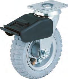 Speciality Casters Pneumatic Wheel Casters STANDARD FEATURES PNEUMATIC WHEEL CASTERS Double row swivel construction with extra large raceways for long service life.
