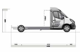 Dimensions PLATFORM CAB DIMENSIONS (MM) FWD LL35 A Wheelbase 4332 B Overall length 6180 C Front overhang 842 D Rear overhang 1006 E Front track 1750 F Rear track 1730 G Overall width (without door