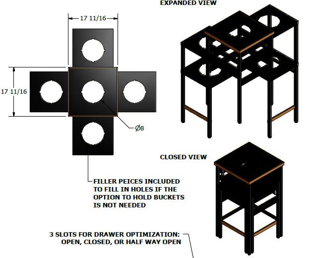 Floral Table Sets TB-FP504-FL Table Set Sturdy powder coated metal construction Metal tables have removable table tops with holes for cut flower