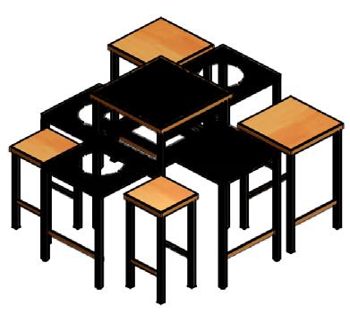 Set Sturdy powder coated metal construction Metal tables have