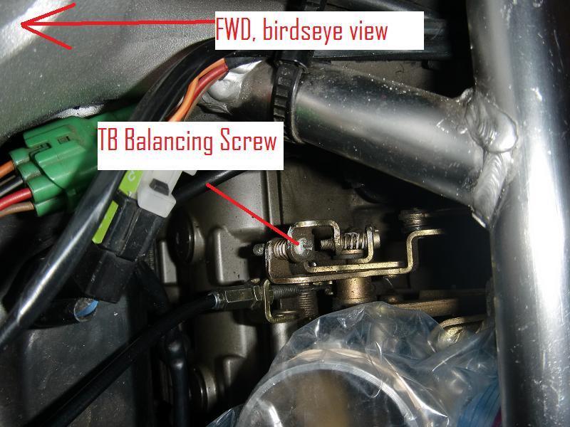 Start the engine and let it run on idle @ 1200RPM and keep the temperature between 71 0 C 89 0 C (160 0 F 190 0 F). Use the lower screw on the picture shown below, it s called the balancing screw.