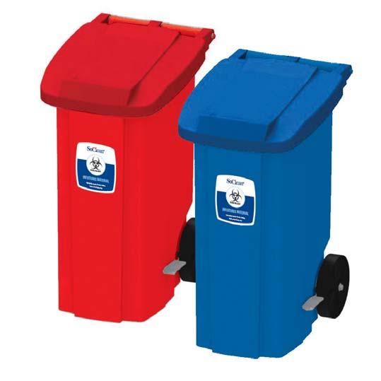 ANTI-MICROBIAL WASTE BINS WITH FOOT PADDLES & WHEELS Ideal for the transportation of heavy loads of refuse.