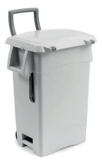Bins with drainpipe 70 L bin with lid Bin with two ø 100 mm wheels, lid opening to 270 and reclinable handle, with drainpipe for an easy cleaning 52 cm 5 7 cm 86 cm L pcs kg