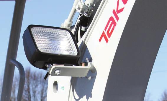 Boom - 1 Cab Front Light (Cab Only) - Beacon Socket (Cab Only) - TSS (Takeuchi Security System; Immobilizer) (optional) - Hour Meter - Travel Alarm (optional) UNDERCARRIAGE AND FRAME - Triple Flanged