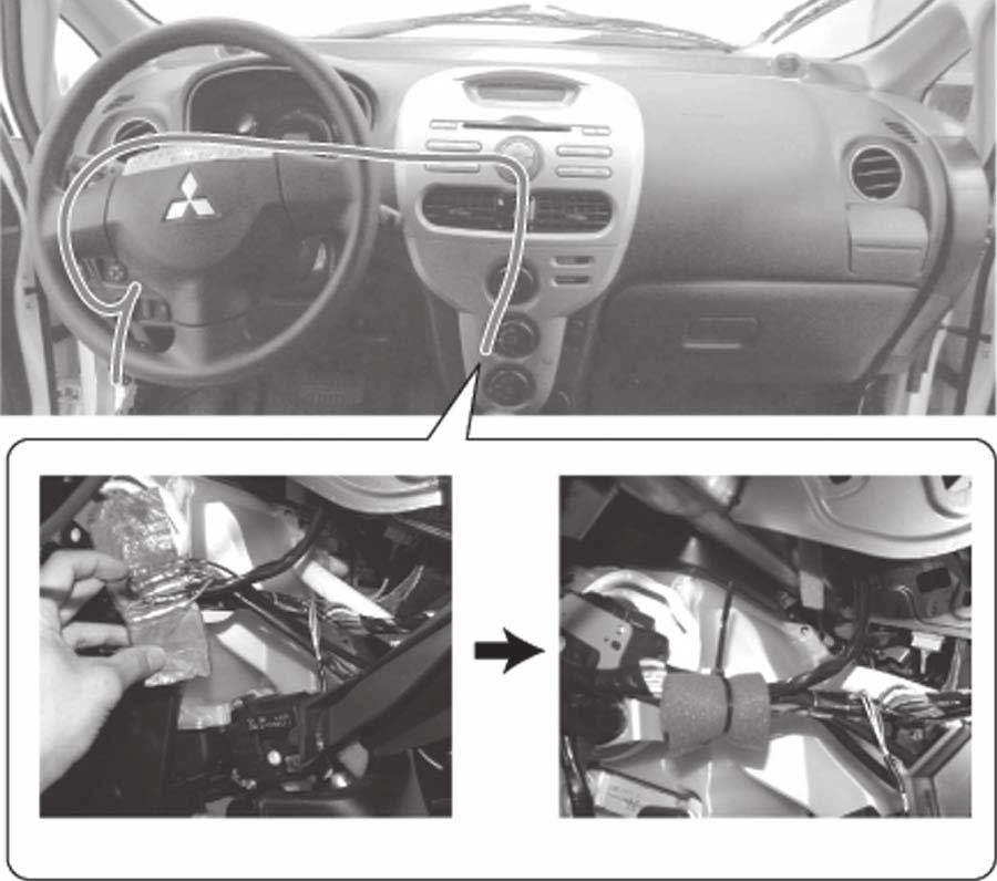 D Operation Check / Wiring Harness Bundling 1) 2) Connect the bullet terminals of Instrument Panel Illumination (1) and of Power Supply Harness (2) together, and wrap Foam (8) around the connection