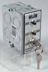 Model KOS-1 is a three-button type switch used with machines which include a magnetic control system (MCS). It has a brushedchrome finish.