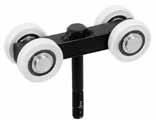 Adjustable design permits leveling of door height without removing door from carrier. Rated for 70 pound load on properly supported track.