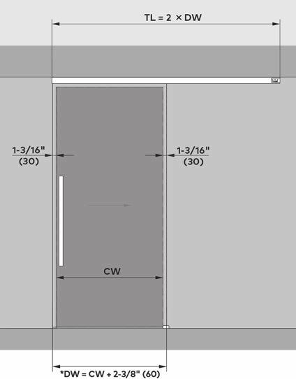 Operators Electronic Access Control Components Single Door plus 2 Fixed Panels (XL, L) DW = CW + 2-3/8" (60) *