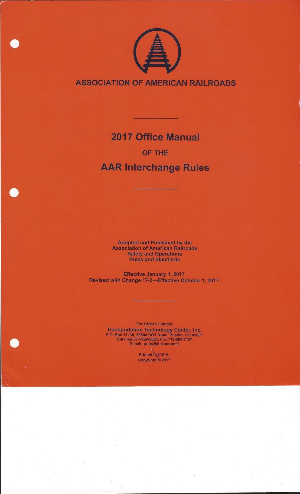 The Interchange Rules The term Interchange rules applies to the rules found in the Field and Office manuals published by the Association of American Railroads.