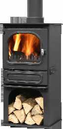 the features of our standard range of stoves. The Log Store has top or rear flue outlets which can be changed on site.