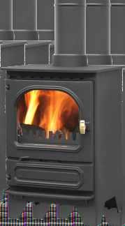It incorporates both a rear and top flue outlet. The firebox is lined at the sides back and top with extra high density Refractory Boards and comes with a black metallic finish.