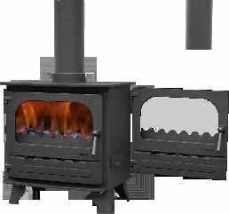 Both stoves can be supplied with brass, black or polished steel knobs, and finished in black metallic matt paint.