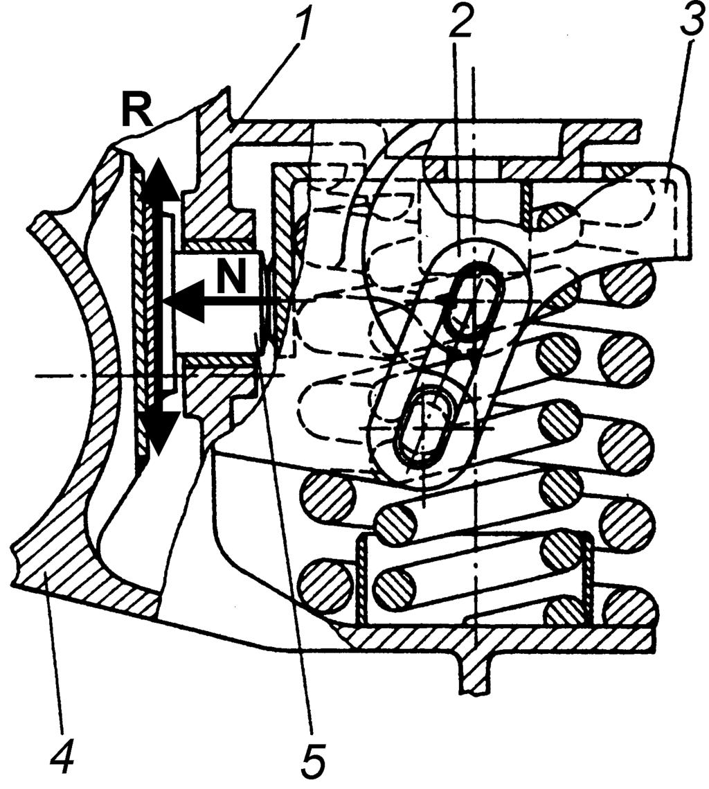 Figure 3 Lenoir damping of the Y25 bogie 1 bogie frame 2 Lenoir link 3 support 4 axle box 5 piston Figure 6 Rubber