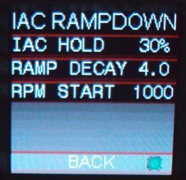 The IAC moves from a position of 0% (fully closed, no air added) to 100% (fully open, maximum air flow). NOTE: If you change these settings, you must comprehend the function they perform.