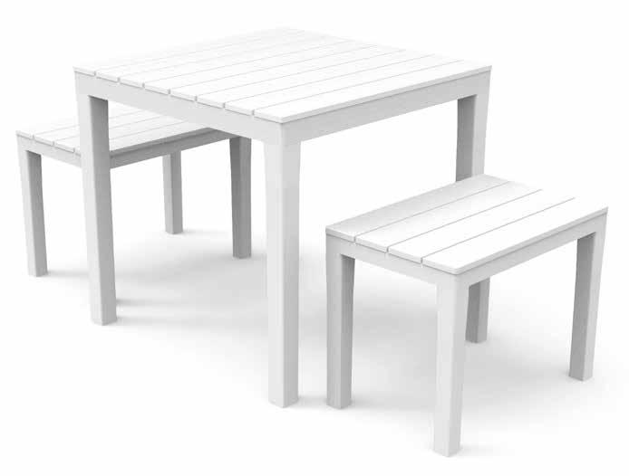 Set Papua Set composto da un tavolo quadrato + 2 panche Set composed of 1 square table + 2