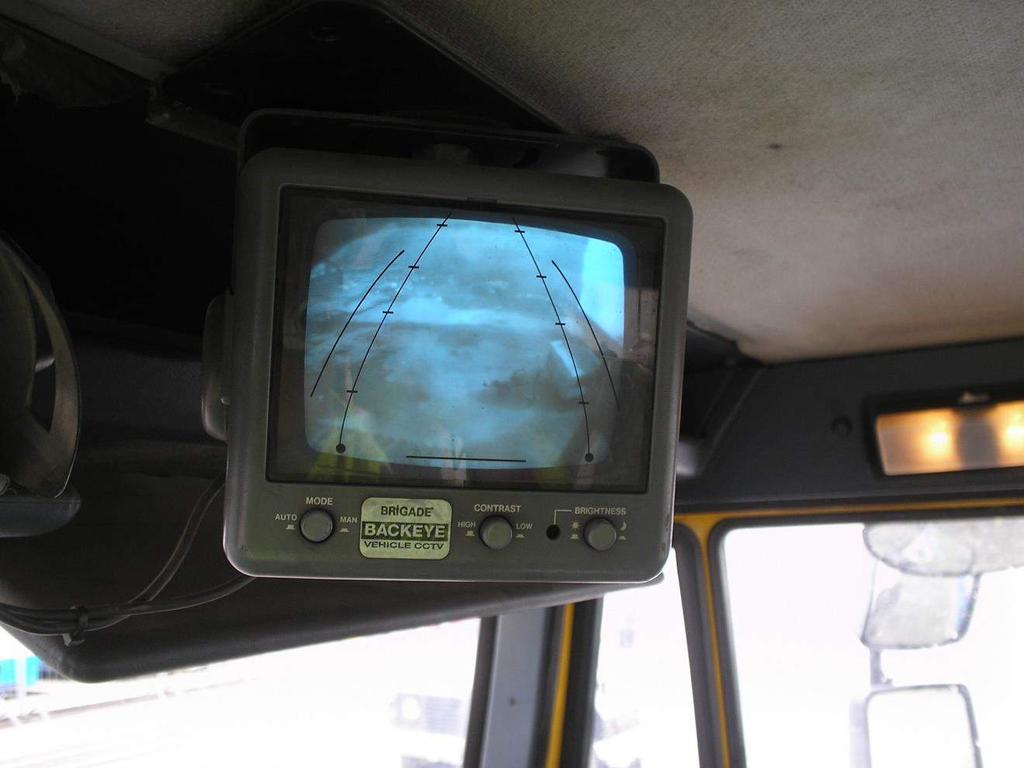 CCTV The driver or operator has a screen in the cab, black and white or colour.