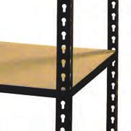 bolts or shelf clips. Double Rivet Beams at top and bottom of unit form a rigid structure without the use of troublesome crossbars. Steel color: Powder coated gray.