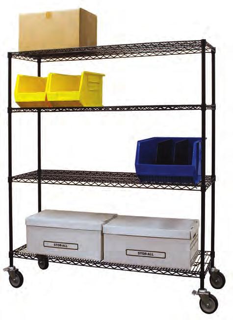 Wire Shelving - Black Mobile Black Powder Coated Mobile Carts These mobile wire shelving units are attractive and highly functional.