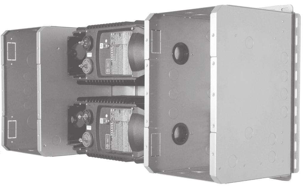 Each ACA fits against the AC chassis Figure 12: ACAs installed With both the AC Chassis and DC Chassis installed, the breaker brackets, AC din