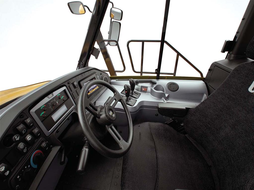 Operator Environment Improve Productivity with a Comfortable and Confident Operator Ride Comfort The three-point front suspension with its oscillating axle and low-pressure ride struts, combined with