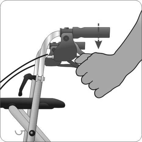 To apply the parking brakes, press the brake lever down (see picture) until it locks the
