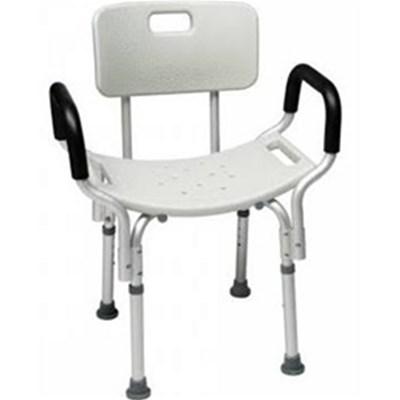 00 Shower Chair with Arms Product is lightweight, durable and rustresistant. Seat height is adjustable. Legs have rubber tips for added safety.