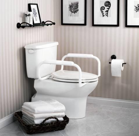 Bedroom Aids Toilet Safety Frame Two 9" high armrests ensure maximum stability. Attractive rustproof finish is easy to clean.
