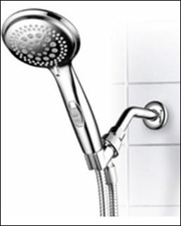 00 Hand Held Shower Reduce water flow with the exclusive pause control button, light weight, soft grip handle with safety strap provides a