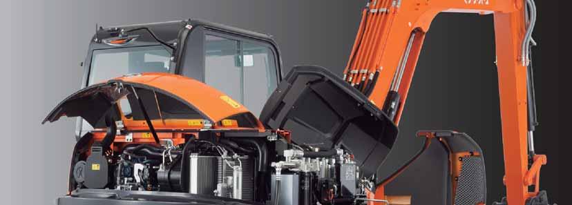 Dependability & Protection Kubota goes the extra mile to simplify inspections and maintenance for the KX080-4. Vital components, battery, fluid tanks and filters are now easier to access than ever.