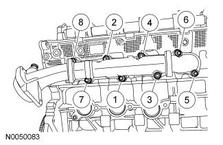 LH cylinder head 7. Tighten the new cylinder head bolts in 5 stages in the sequence shown.