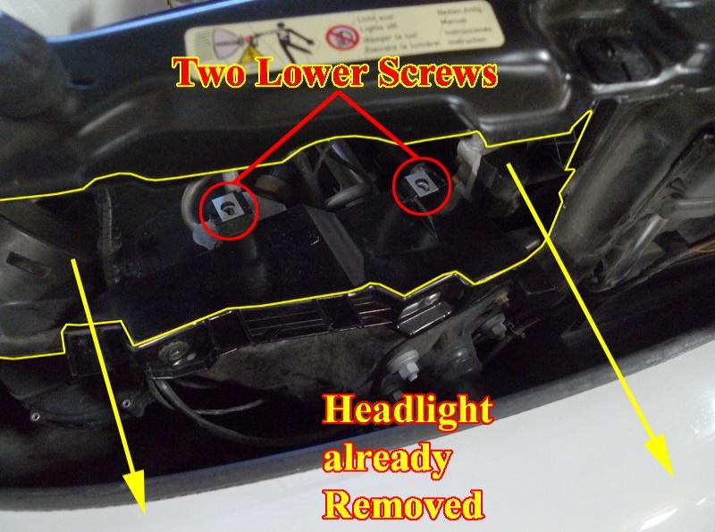 2. You must remove "four" screws in total in order to remove the Headlight.