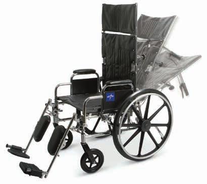Reclining» Comfortable infinite position reclining 90 to 140 degrees, full 22" high back and 10" removable headrest» Anti-tippers for safety, standard» Attractive carbon-steel frame with rust- and